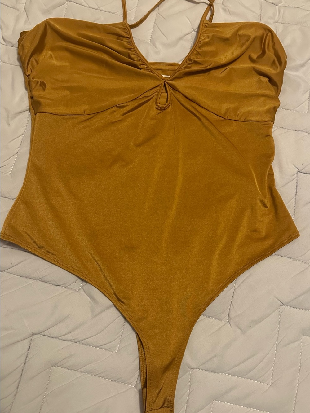 Guess Mustard Yellow V-Neck bodysuit